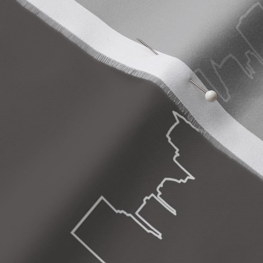 Spoonflower Fabric - Gray NYC City Map Thin Line Simple Printed on Organic Cotton Sateen Fabric by The Yard - Sewing Quilting Apparel Home Decor