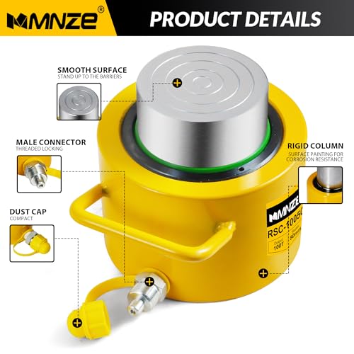 Image of 100T 50mm /2 inch Stroke Hydraulic Cylinder Jack Porta Power Ram Jack Single Acting Lifting Cylinder Retract Automatically for Machinery Ship Bridge Construction