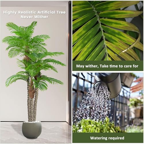 Image of ANTING Artificial Palm Trees for Outdoors- 8.5ft Tall Triple Tropical Palm Artificial Tree, UV Resistant Fake Palm Plant for Patio Pool Garden, Home Indoor Aesthetic Decor