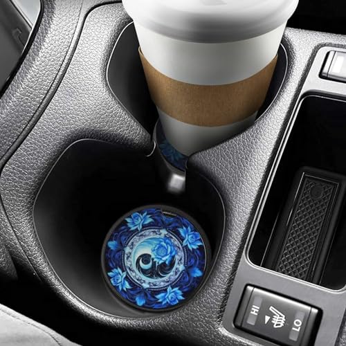 4PCS Posavasos para Carro Azul Mandala Yin Yang miniatura 6