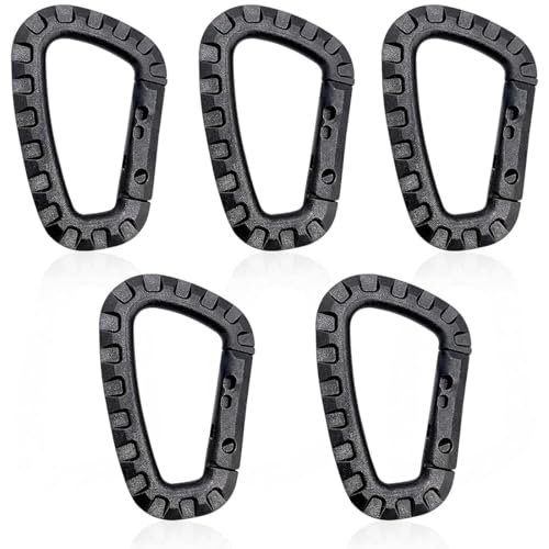 XURJUMI Lot de 5 Mousquetons en Plastique,Mousqueton Tactique Militaire Durable Forme en D Multifonctionnelle Sac à Dos pour Camping Randonnée Pêche Gym Usage Extérieur mousqueton