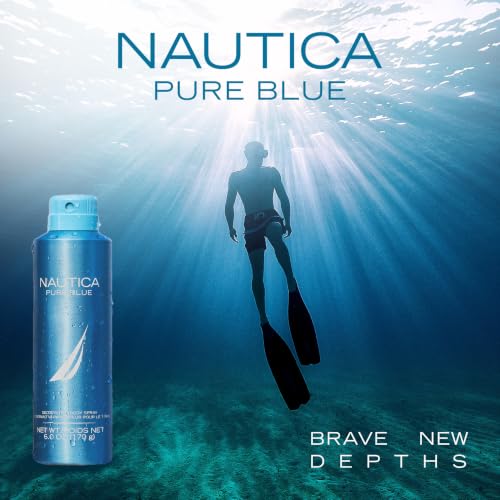 Image of Nautica Pure Blue Deo Body Spray for Men - 170g | Leather and Vanilla | Men's Fragrance | Long Lasting | Everyday Fragrance