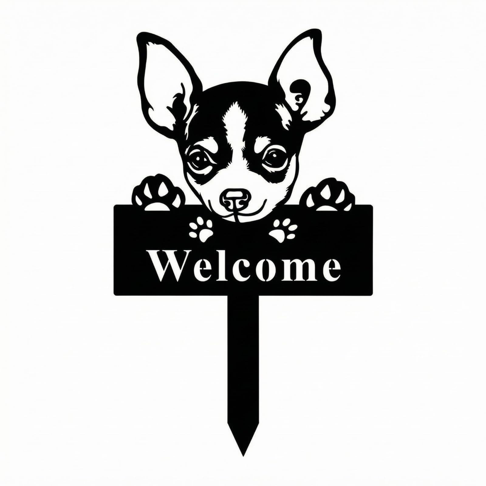 Flat Paw Print Welcome Sign Decorative Garden Stake Sign Weather-Resistant Metal Welcome Stake, C-picture-34