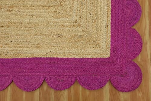 Tapis de couloir Kilim en jute tressée robuste avec bordure festonnée élégante
