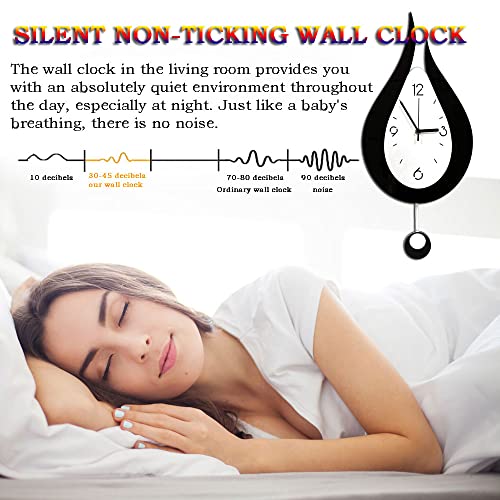 Bluond Wall Clock Battery Operated Silent Non-Ticking Wall Clocks,20.4 Inch Water Droplet Design Acrylic Swing Wall Clock For Indoor Kitchen Office Decorative #TOP3