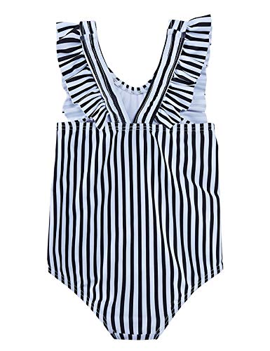 Image of RAISEVERN Baby Girls Swimsuit Ruffles Bathing Suits Cute Beach Sport Swimming Backless Summer One Piece Swimwear 2-7 Years