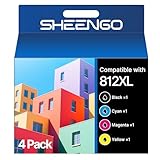 4. Contenu de l'emballage : cartouches d'encre reconditionnées pour Epson 812xl comprenant 1 cartouche d'encre noire 812XL, 1 cartouche d'encre cyan 812, 1 cartouche d'encre magenta 812, 1 cartouche d'encre jaune 812