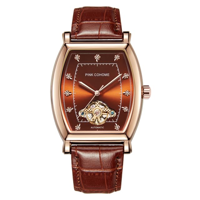 WatchAE - Tourbillon Automatic Tank Watches Rectangle Mechanical Wristwatch Clock Men Square Case Waterproof Genuines Leather Strap