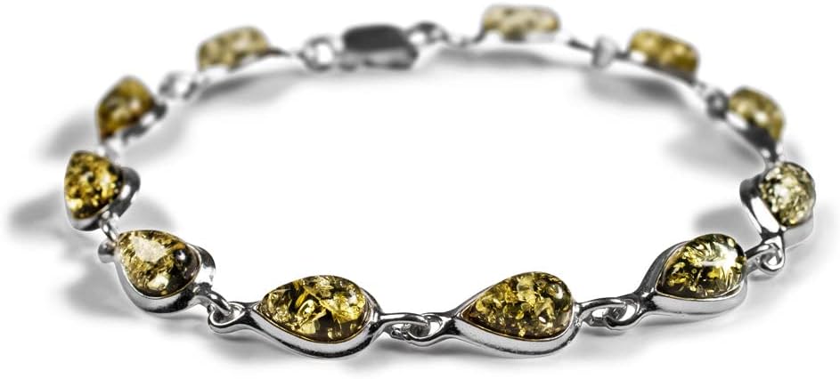 HENRYKA Green Amber bracelet sterling silver, Healing stone bracelet, Crystal baltic amber jewelry, Green Bracelet, Boho Jewelry, Bridesmaid Jewellery gift