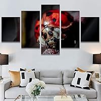 SIGNWIN 5 Panel Canvas Wall Art Lady on The Flower for Home Decorations Ready to Hang - 60