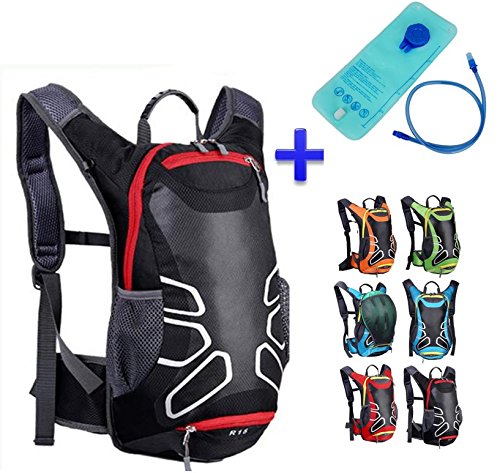 Theoutlettablet® à dos résistant à l'eau pour Vélo Cyclisme Vélo Hidratacion (2L) eau sac Sac à dos-Capacité : 15 litres-Montagne-Randonnée-type Camelbak Noir