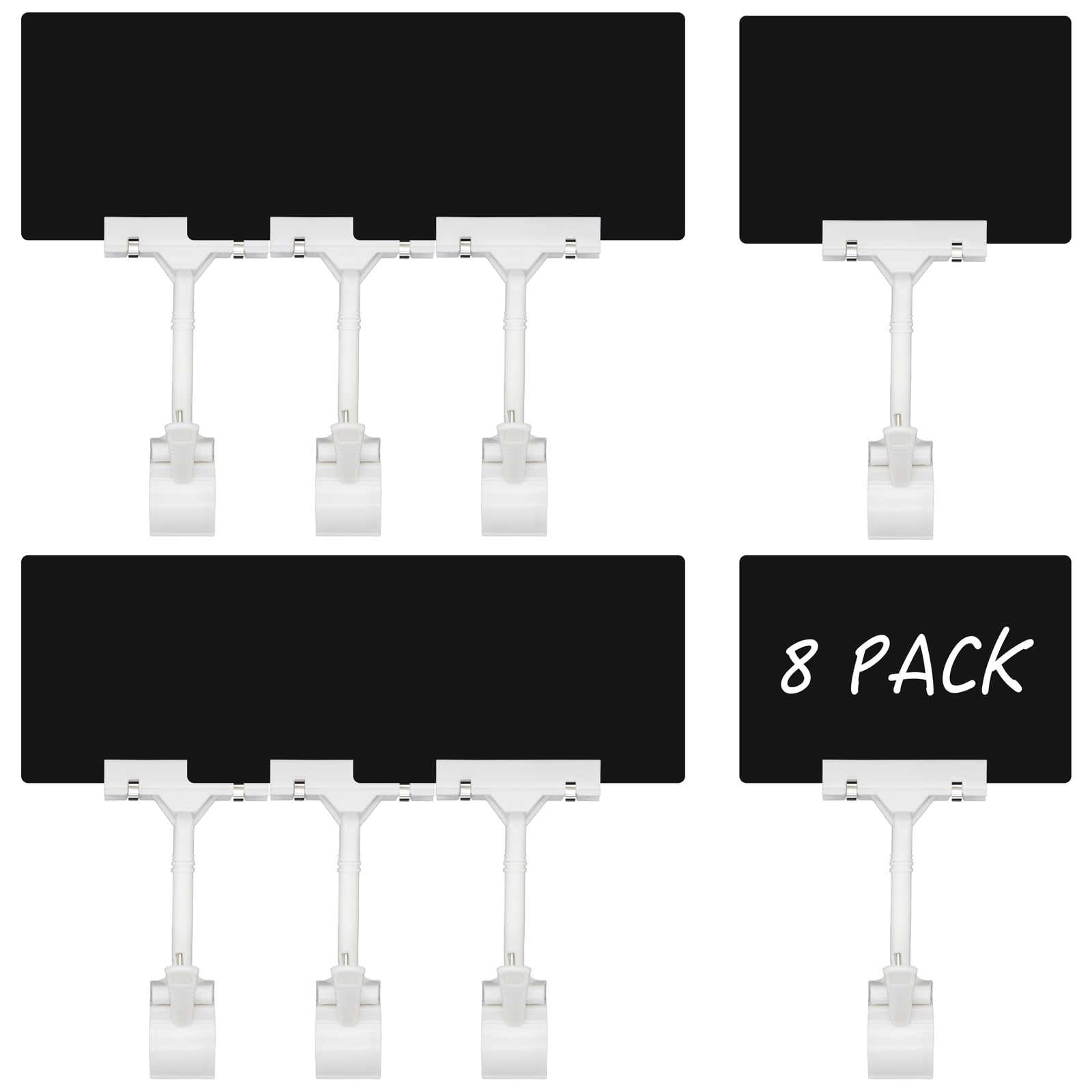 8 Pack Adjustable POP Swivel Sign Merchandise Sign Clip-on Style Double Head Display Clip Reuse Sign Price Tag for Business, Store, Supermarket,