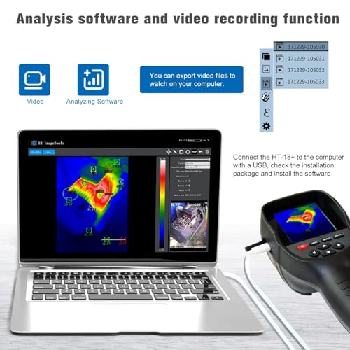 Image of Bequest Higher IR Resolution HT-18+ Handheld Thermal Camera from HTI - Newest Update, IR Resolution Improved to 256x192 with 25 HZ, 300,000 Pixels, Easy to Read 3.2 inch Color Display, includes Battery.
