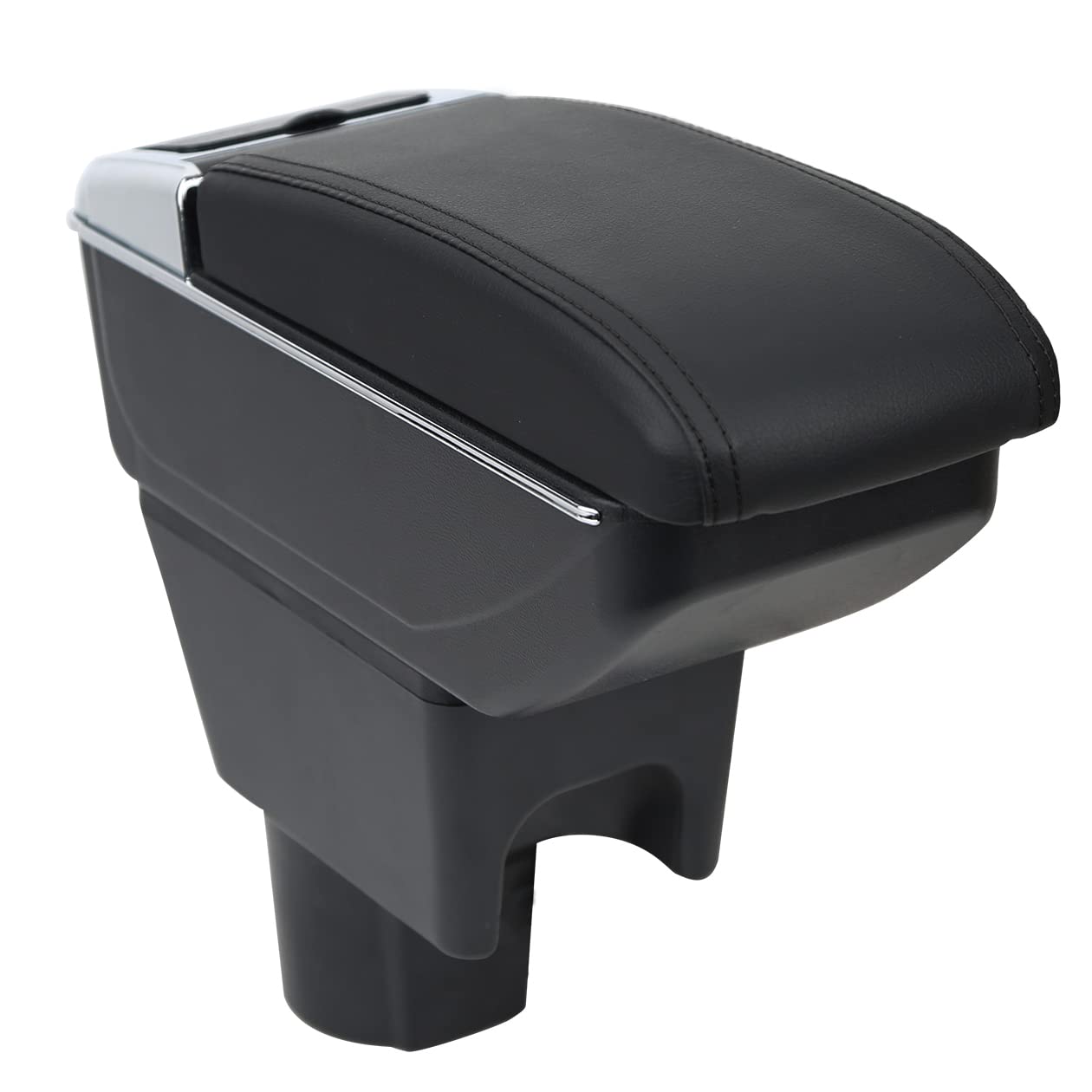 Auto Centrale Bracciolo Compatible with Dacia Duster I 2010-2015 Braccioli Poggiabraccio Vano Portaoggetti Nero Doppio Spazio di Archiviazione con Portabevande