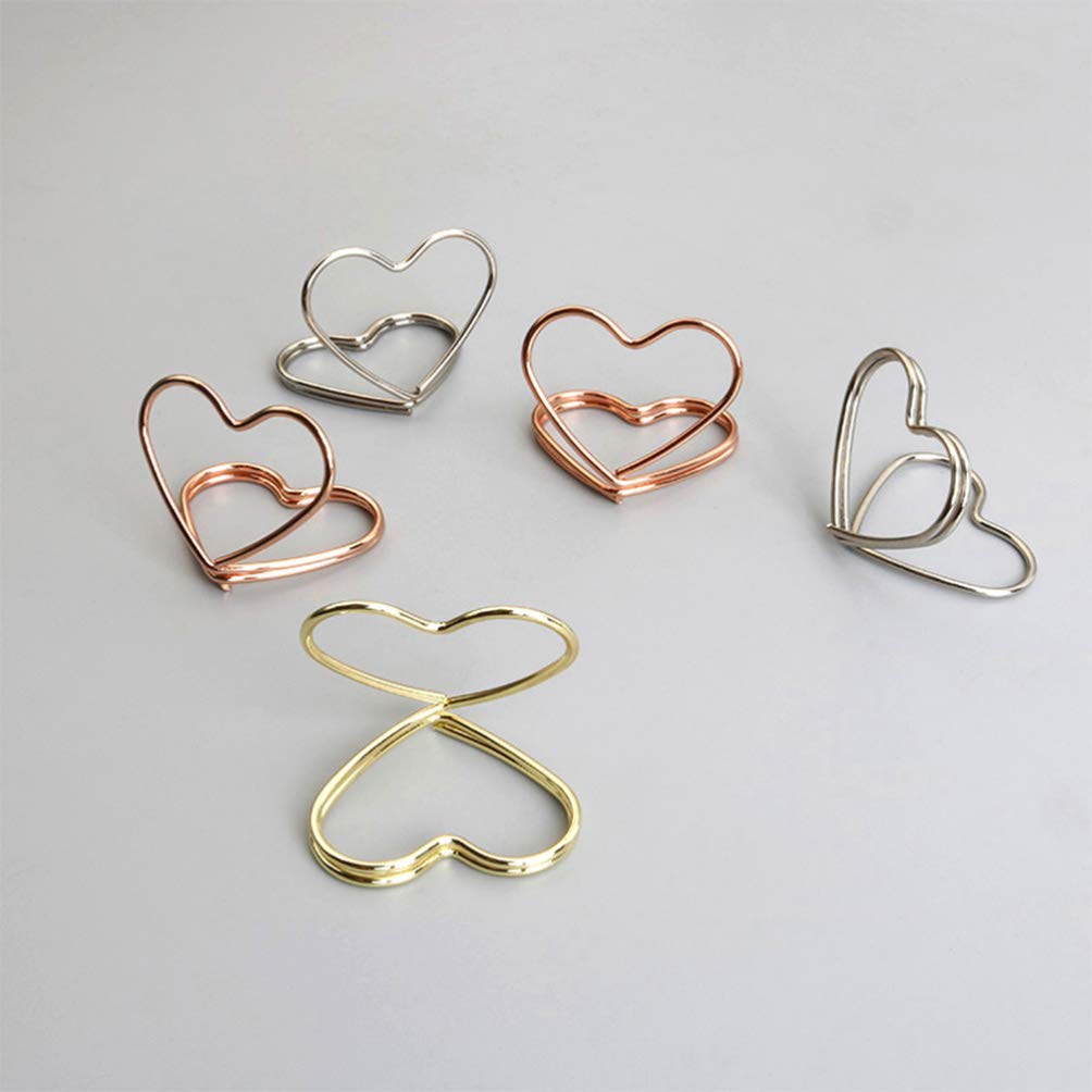 Healifty Photo Stand 20 PCS Place Card Holders Heart Shape Table Number Holder Stand Memo Clip Holder Note Holder Pictures Card Paper Menu Clip for Wedding Banquet Home Party (Silver) - Image 4