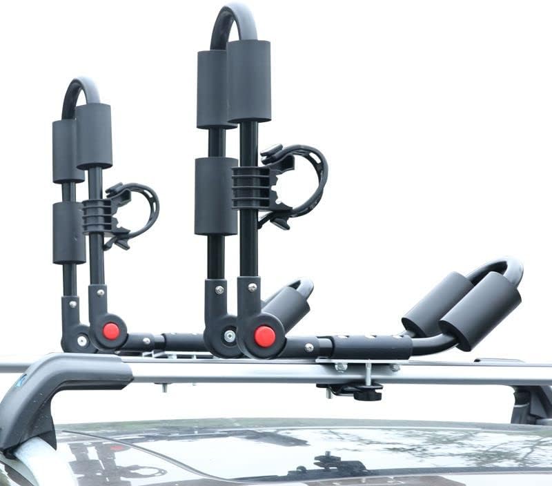 Kayak Roof Rack J-Style Foldable Premium Aluminum Car Roof Carrier with Paddle Holders for Kayaks, Canoes, SUPs Rooftop Mount on Car, SUV, Trunk, Vehicles(Black).