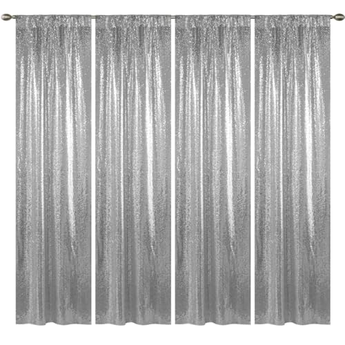 Rideaux de fond à paillettes argentées 0,6x2,4m lot de 4 panneaux pour décoration de mariage