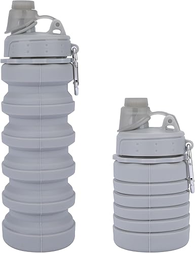 Miniatura 8 de Botella de agua plegable para adultos, niños, estudiantes, niños, botellas de agua plegables de silicona reutilizables para viajes, camping, Negro