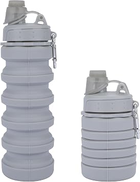 Collapsible Water Bottles for Kids, Students, Adults, Reusable BPA Free Silicone Foldable Sports Water Bottles for Travel Camping Hiking, Folding Travel Water Bottles, Gary