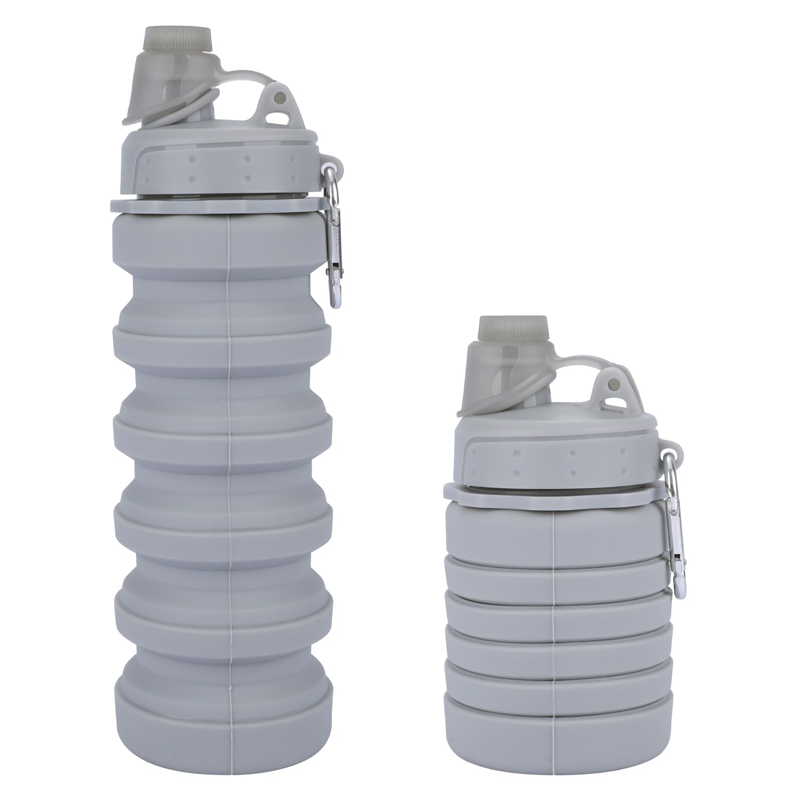 Collapsible Water Bottle for Adults, Boys, Students, Kids, Reusable Silicone Foldable Water Bottles for Travel Camping Hiking, Portable Sports Water Bottle, Gray