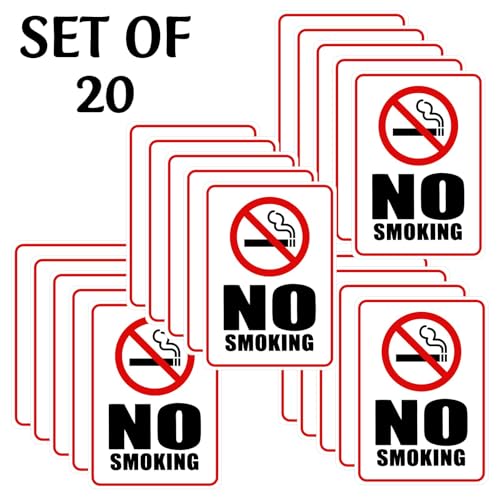 Image of CVANU NO SMOKING Warning Safety Self-Adhesive Waterproof PVC Vinyl Sign Sticker Size (11.7inchX8.3inch) Pack of 20