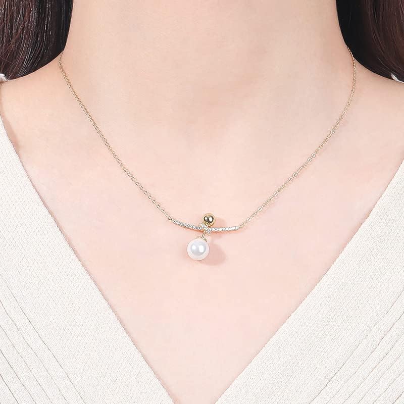 Nonnyl Sterling Silver Freshwater Cultured Pearl Necklaces for Women Jewelry - Sterling Silver White Pearls Pendant - Christmas Gifts for Wife Mom Girlfriend, Anniversary Birthday Fine Jewelry Gifts for Her