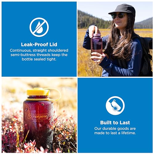 Nalgene 32 oz Wide Mouth Water Bottle | BPA-Free, Durable & Leak Proof, Lightweight Bottle for Hiking & Gym, Work & Travel, Odyssey Large Logo