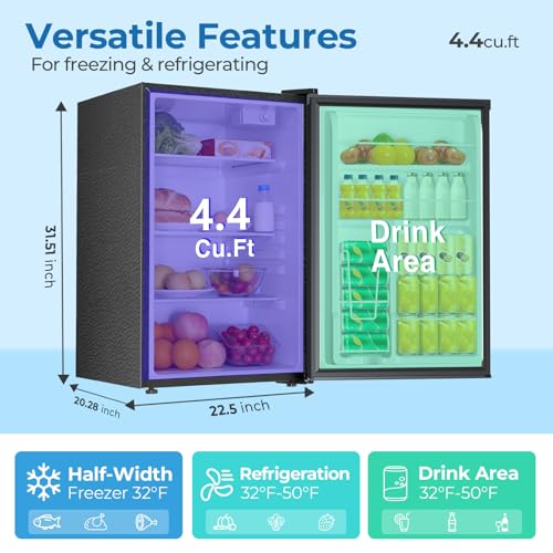Image of Electactic Compact Refrigerator 4.4 Cu.ft Mini Fridge, Single Door Refrigerator with Adjustable Temperature Settings, Low Noise, for Bedroom, Office, Dorm Black