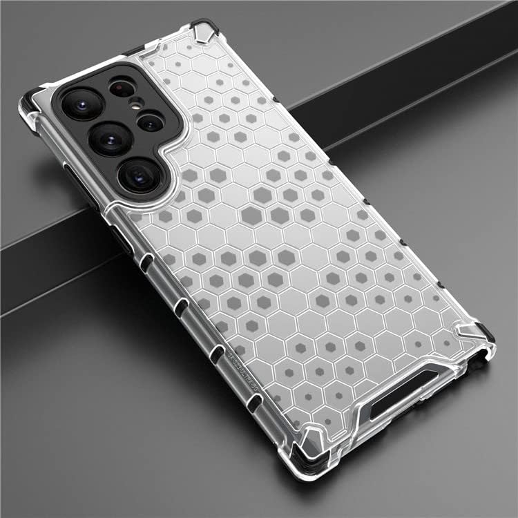 Image of Lustree TPU Honey Comb Armor Shock Proof Back Cover for forSamsung Galaxy S23 Ultra (Transparent)