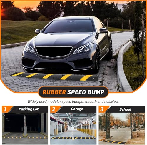 GarveeTech 2-Pack 7FT Rubber Speed Bumps with 4 End Caps – 66,000 lbs Capacity, Includes 8 Mounting Bolts – Heavy-Duty Speed Humps for Driveways & Parking Lots by GarveeTech - Image 8