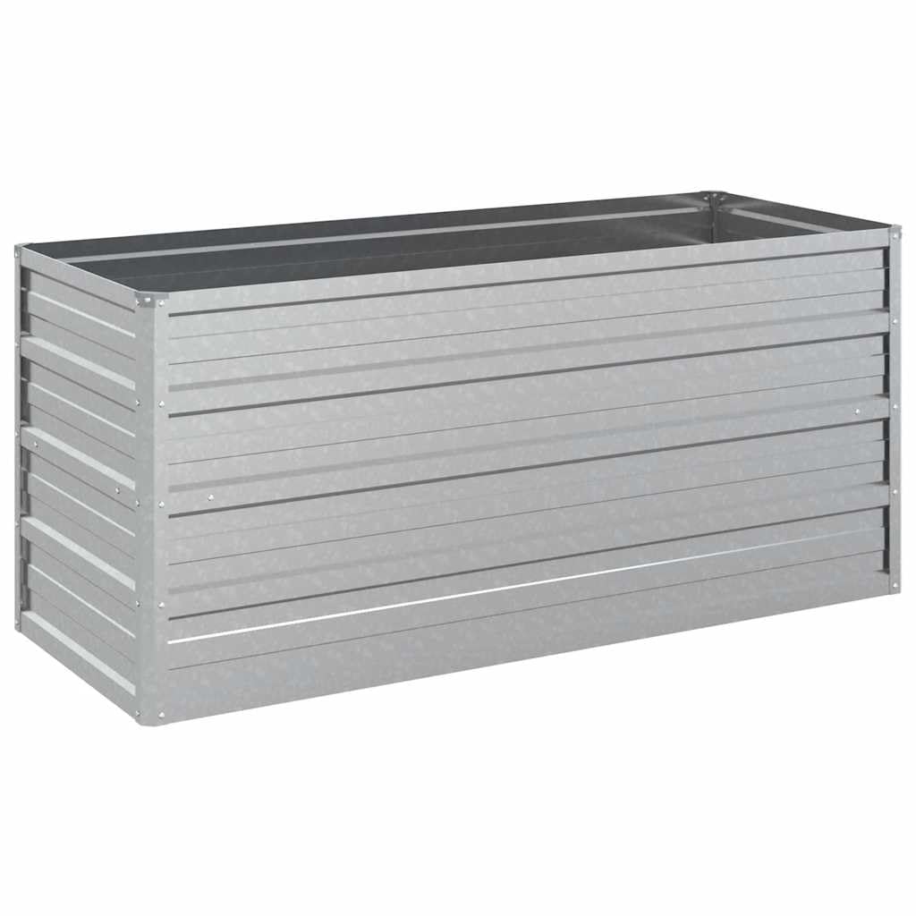 vidaXL Galvanized Steel Raised Garden Bed - Silver Rectangular Planter - Ideal for Outdoor, Patio, and Garden Planting