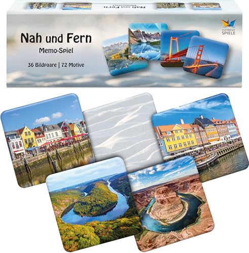 Starnberger Spiele - Nah und Fern - Memospiel - Kartenspiel für Erwachsene und Kinder ab 6 Jahren - mit 36 ungleichen Paaren - Geschenk für Reiseliebhaber