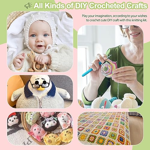 Image of Katech 85 pcs Crochet Hooks Kit Knitting Accessories with Crochet Case, Small Sizes Crochet Hooks for Knitting Lace Yarn, Colorful Ergonomic Crochet Needles Set for Making Sweater, Bag and Hat (Green)