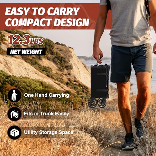 image for Eusuncaly Collapsible Wagon Cart with Wheels Foldable Wagon Folding Ou