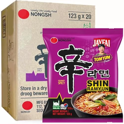 YIJIA | Pack 20x123g Ramen Shin Coreanos con Tom Yum - Instant Noodle Fideos Corea