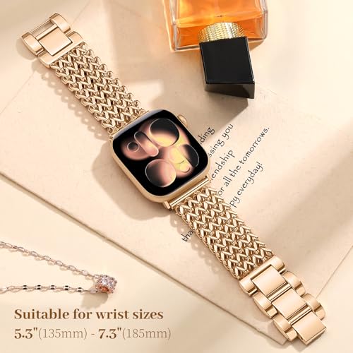 Image of SNBLK Metal Band Compatible with 44mm Apple Watch Band for Women 40mm 41mm 42mm 45mm 46mm 49mm, Dressy Stainless Steel Link Bracelet,Pretty Strap for iWatch Series 11 /Se /10 /9 /8 /7 /6 /5 /4 /3 /2 /1 /Ultra