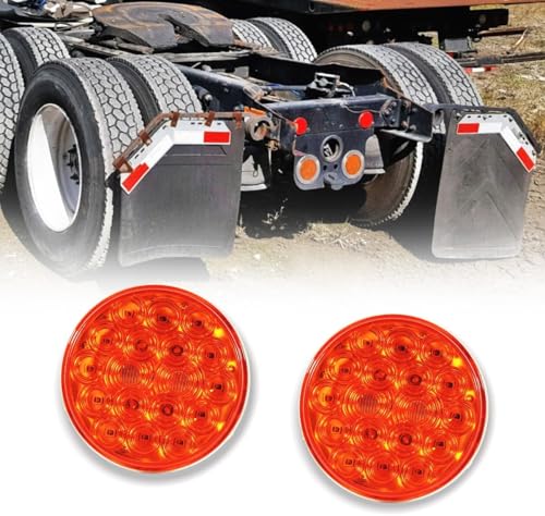2PCS LED Round Stop Brake Position Lamp ?orange? Fit For Freightliner Cascadia 4 inch Trailer Lights with Reverse Lights