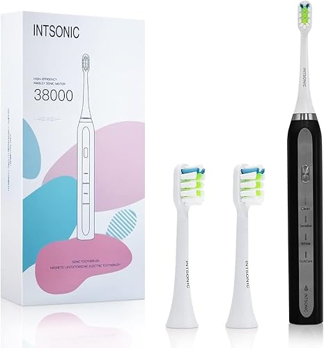 INTSONIC Cepillo de dientes eléctrico sónico con temporizador inteligente, cepillo dental sónico para cuidado bucal, cepillo eléctrico recargable,