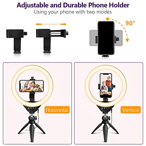 Eicaus Desktop 10'' Selfie Ring Light With Tripod Stand And Cell Phone Holder, Dimmable Led Circle For Computer/Zoom Call/Live Streaming/Makeup/Youtube/Tik Tok, Compatible Most Phones #TOP4