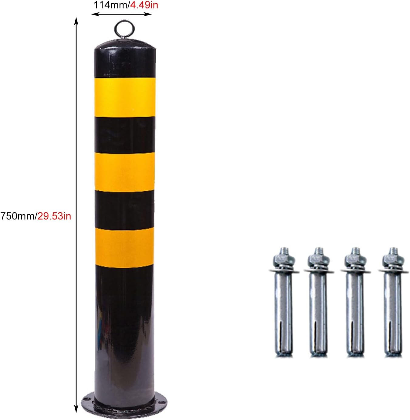 Traffic Control Safety Bollards, Reflective Tape Delineator Parking Posts, Iron Safety Cones with Expansion Screws, 1/2/4 Pack for Traffic Crowd Control