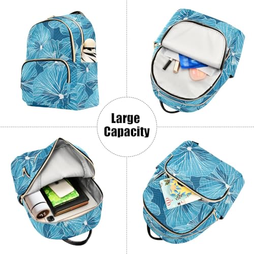Mochila de viaje Bold Line Leaf Geranium Cyan Blue de alta calidad 12.5" 5