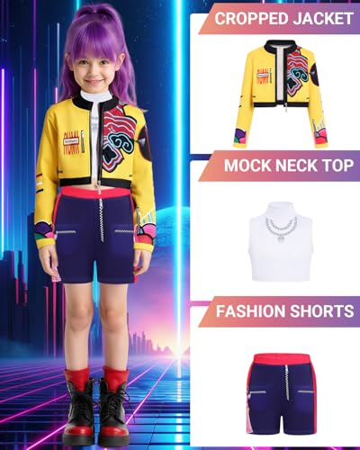 Demon Cosplay Hunters Costume Kids 3-14 Years Girls Pop Singer Costume, Toddler Halloween Costumes2