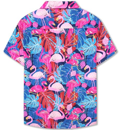 Image of SANGTREE Girls & Women's Hawaiian Shirts Button Down Short Sleeve Floral Tropical Shirt Beach Vacation Blouse Tops