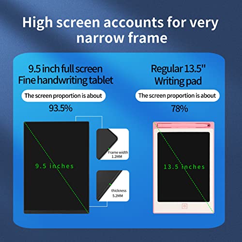 Image of LCD Writing Tablet 9.5 Inch Double Display Digital Notepad | Ultra-Slim 0.2in, Two-Sided Reusable, Magnetic Stylus, Kids Doodle Board for Adults Office School