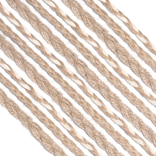 Cordel de algodón decorativo de 10 yardas y yute natural vintage estilo 3 6