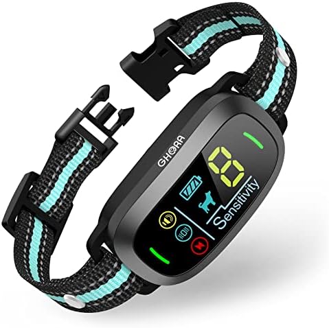 GHORA Bark Collar, Dog Bark Collar w/Smart Triggering-Rechargeable Anti Barking Training Collar w/5 Adjustable Sensitivity & Beep, Vibration, Shock, No Bark Collar for Small/Medium/Large Dog 8-150lbs