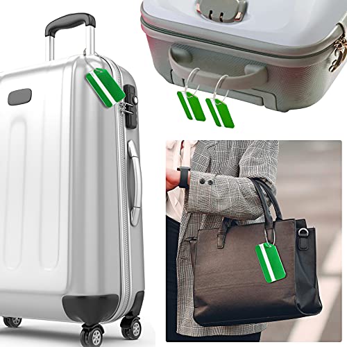 12 Pieces Luggage Tags Business Card Holder Aluminum Metal Travel Id Bag Tag For Suitcases Travel Luggage Baggage Identifier (Green) #TOP3