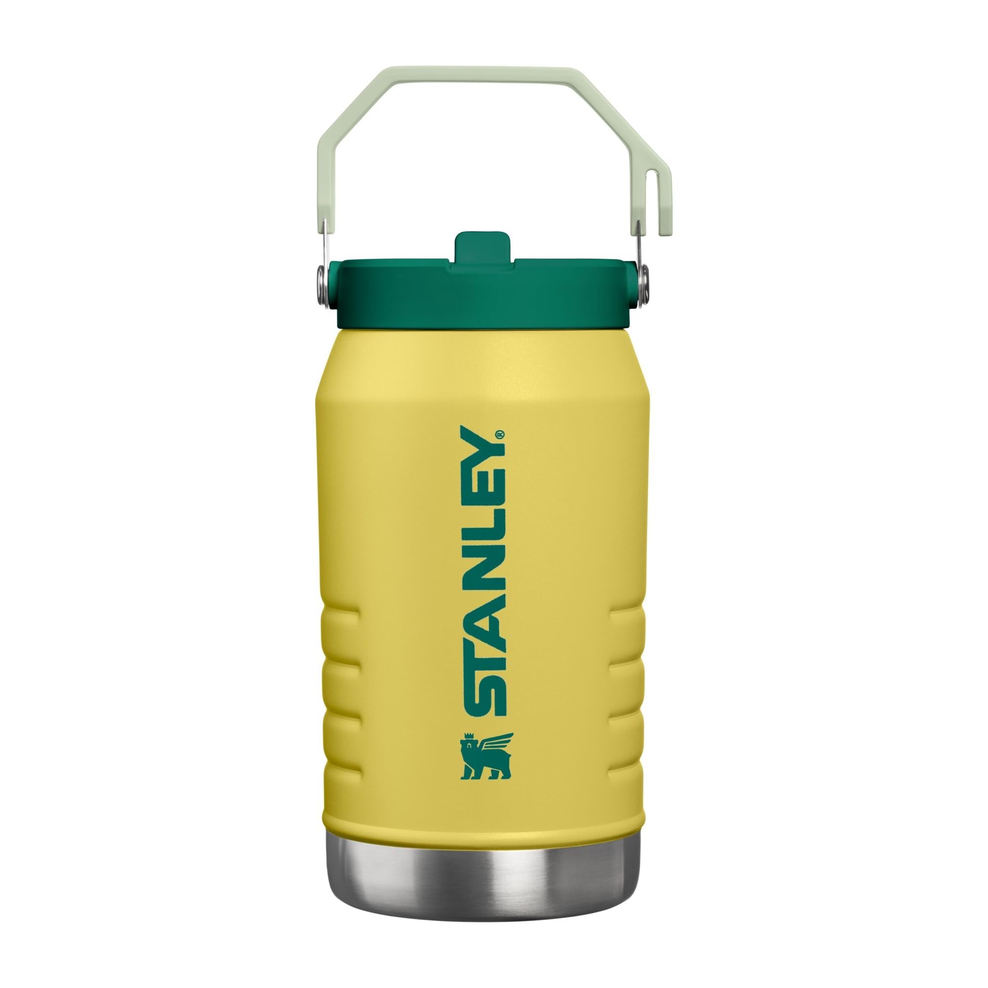 STANLEY IceFlow Flip Straw 2.0 Jug, 64 oz, Daffodil Emerald | Easy Carry Handle | Twist On Lid and Flip Up Straw | Leakproof Water Bottle | Insulated Stainless Steel | BPA-Free