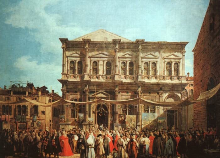 Tableau la Fête de la St Roch par Canaletto impression d'art sur toile déco murale 60x90cm