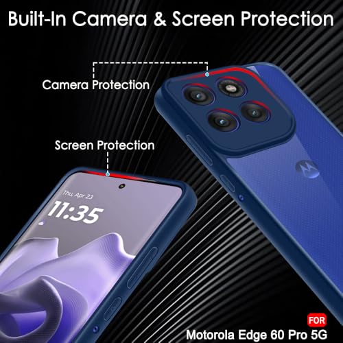 Image of TheGiftKart Hybrid Shockproof Back Cover Case for Motorola Moto Edge 60 Pro 5G | Hard Back Cover Case for Motorola Edge 60 Pro 5G (PC & TPU, Transparent Clear Back, Blue Sides)